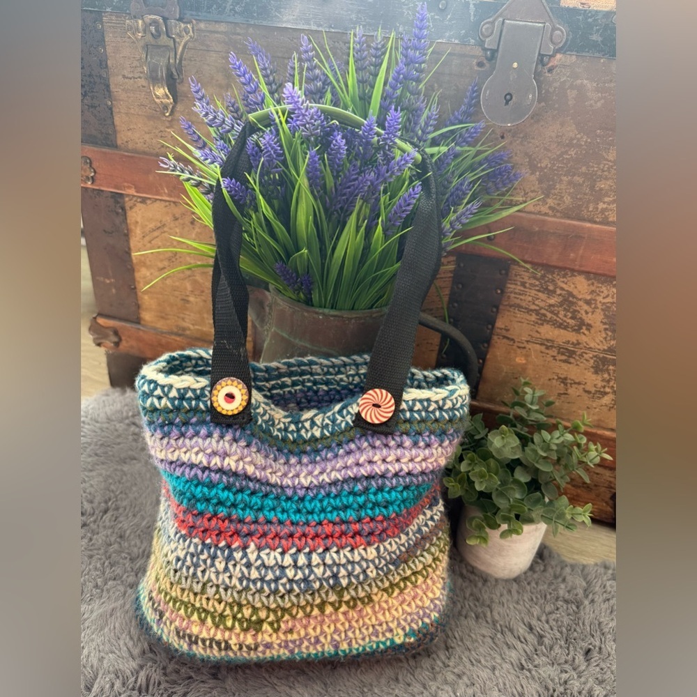 Source Unknown - Women’s Handmade Multicolored Yarn Hippie Boho Handbag